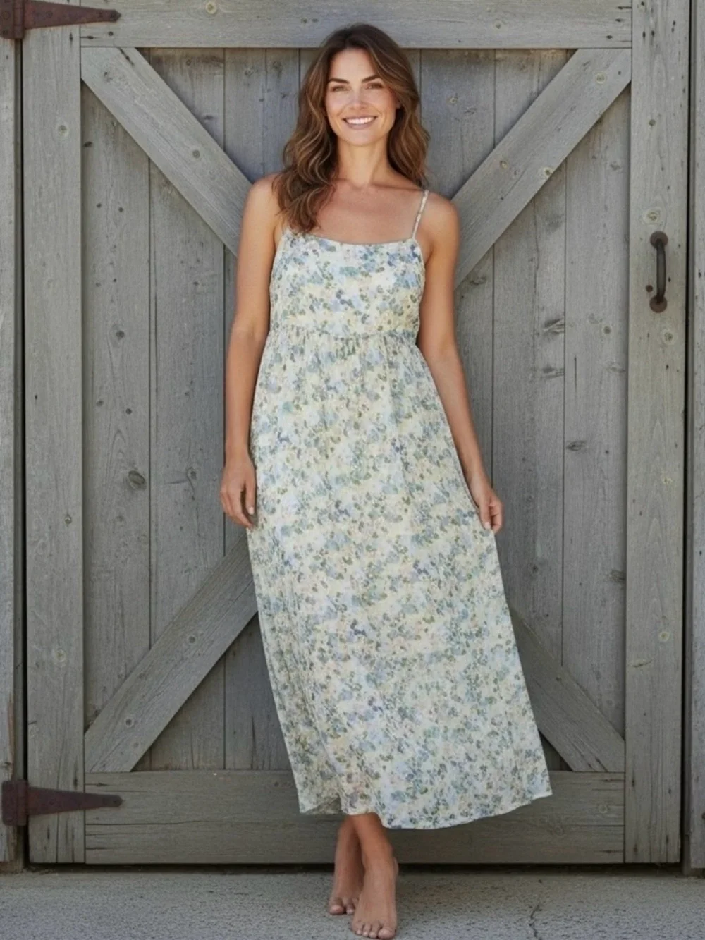 Abercrombie & Fitch Floral Maxi Dress in Blue, Green, Cream